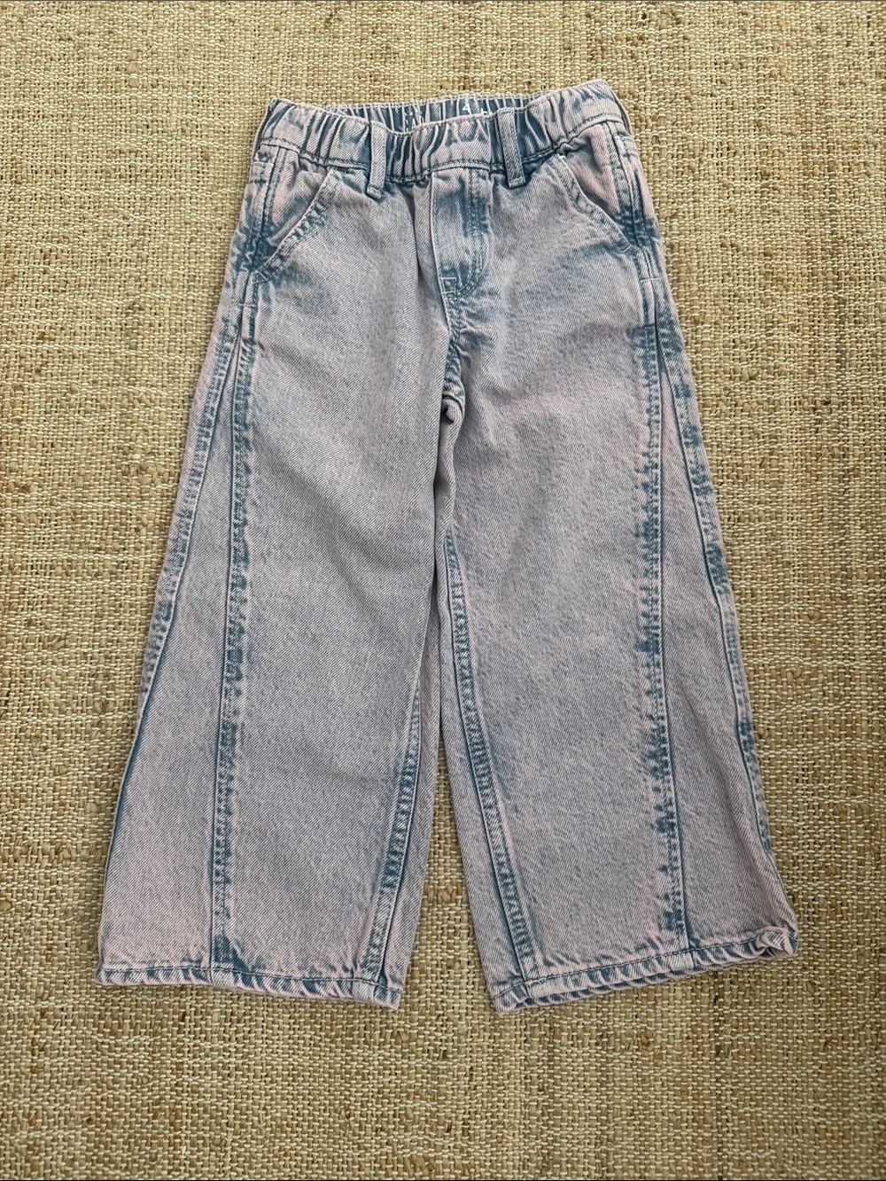 GAP Light Pink Washed Wide-Leg Loose Jeans 4T